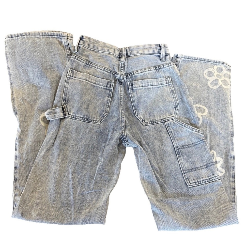 Pacsun Boyfriend Carpenter Jeans Smiling Flowers Daisy 90's Loose Fit Size 22 - Picture 3 of 11